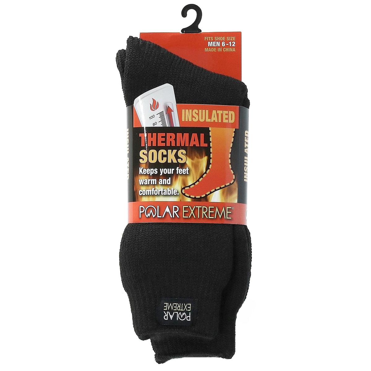 Polar Extreme Men's Insulated Thermal Socks with Fleece Lining - Black