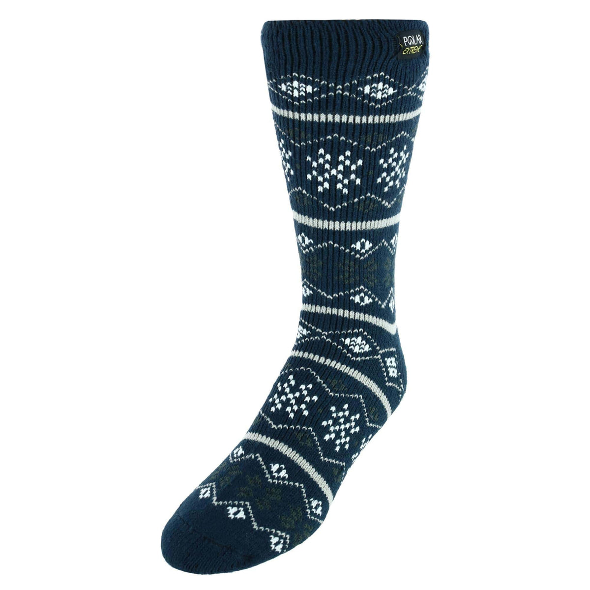 Polar Extreme Men's Assorted Stripes and Solids Slipper Socks - Navy Diamond
