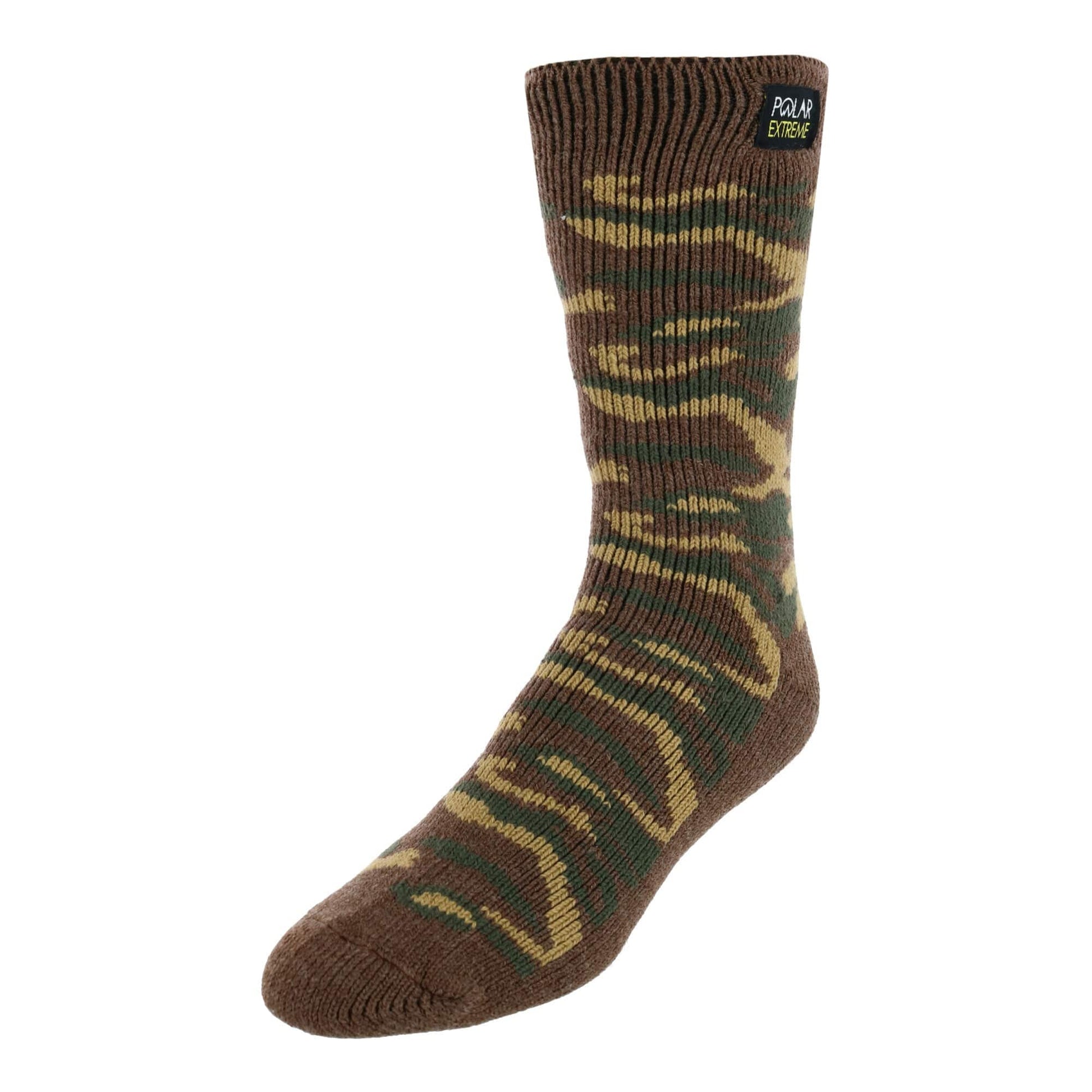 CTM® Men's Insulated Thermal Camo Print Socks with Fleece Lining - Brown