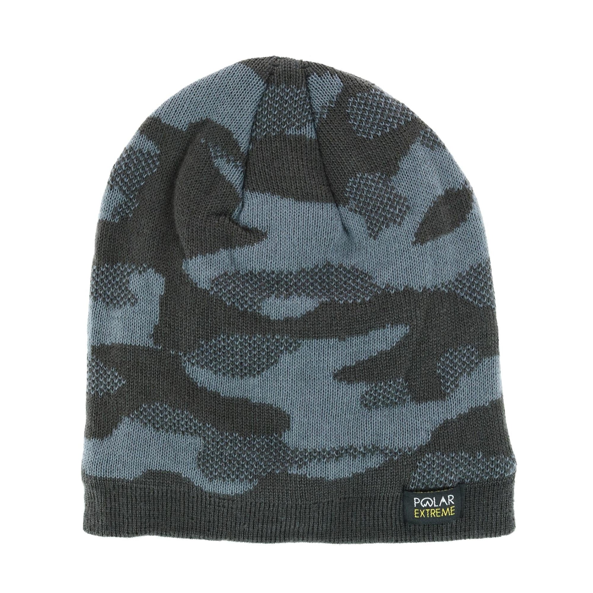 Polar Extreme Men's Camo Print Pull Hat with Lining - Charcoal