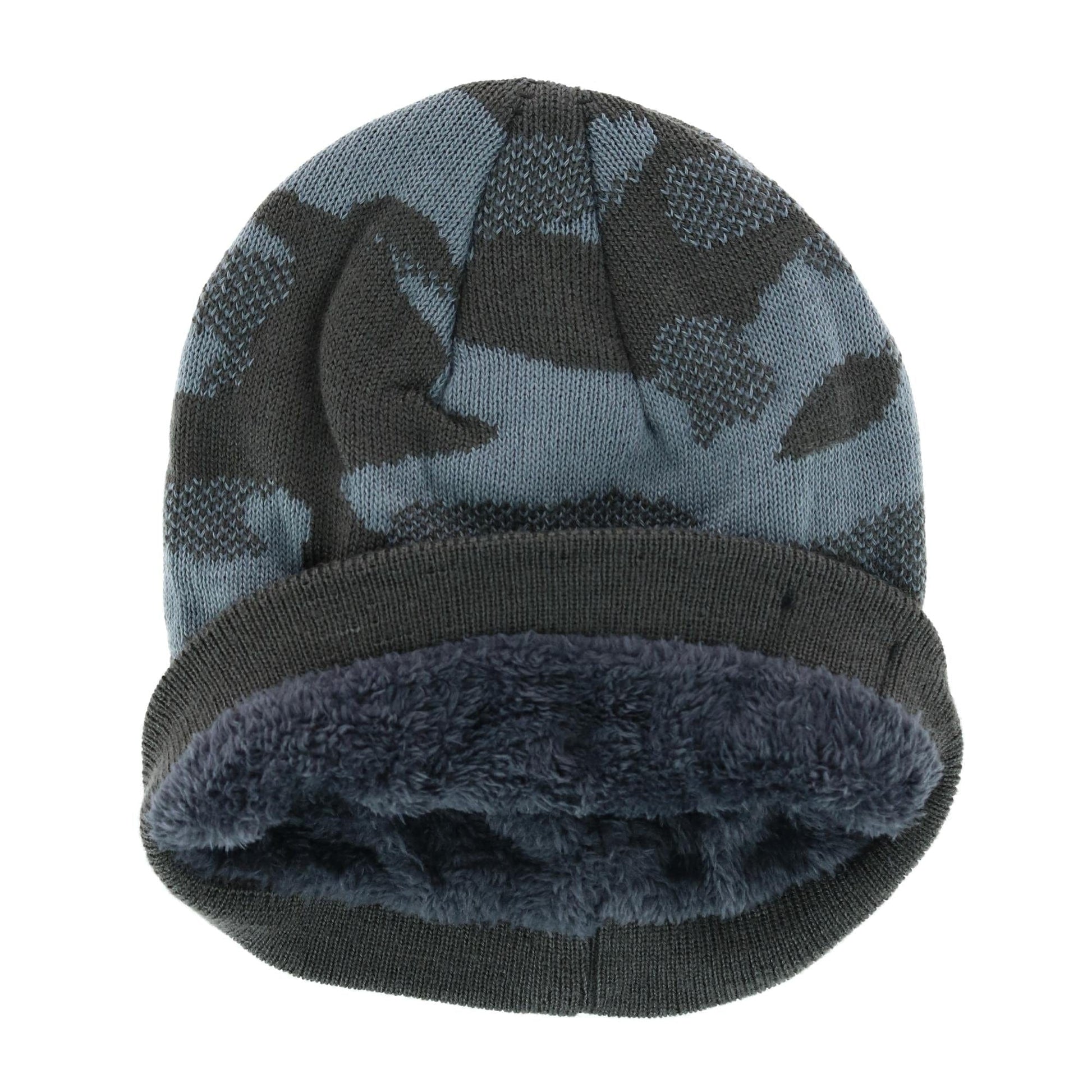 Polar Extreme Men's Camo Print Pull Hat with Lining - Charcoal