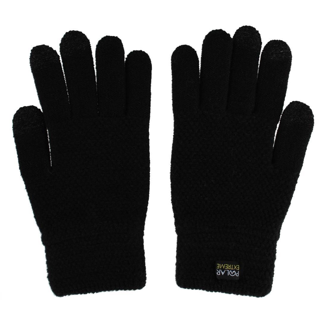 Polar Extreme Women's One Size Lined Headband and Texting Glove Winter Set - Black
