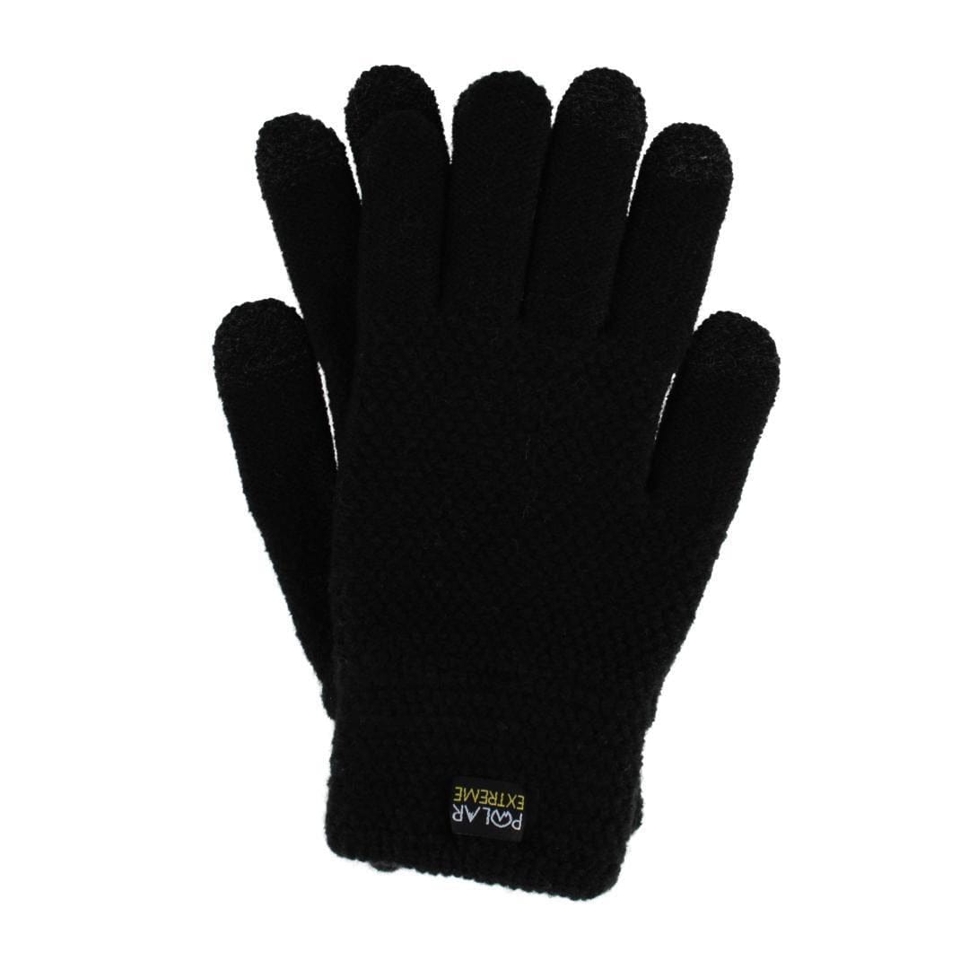 Polar Extreme Women's One Size Lined Headband and Texting Glove Winter Set - Black