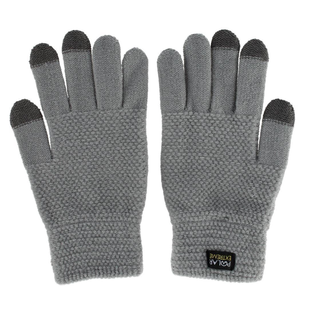 Polar Extreme Women's One Size Lined Headband and Texting Glove Winter Set - Gray
