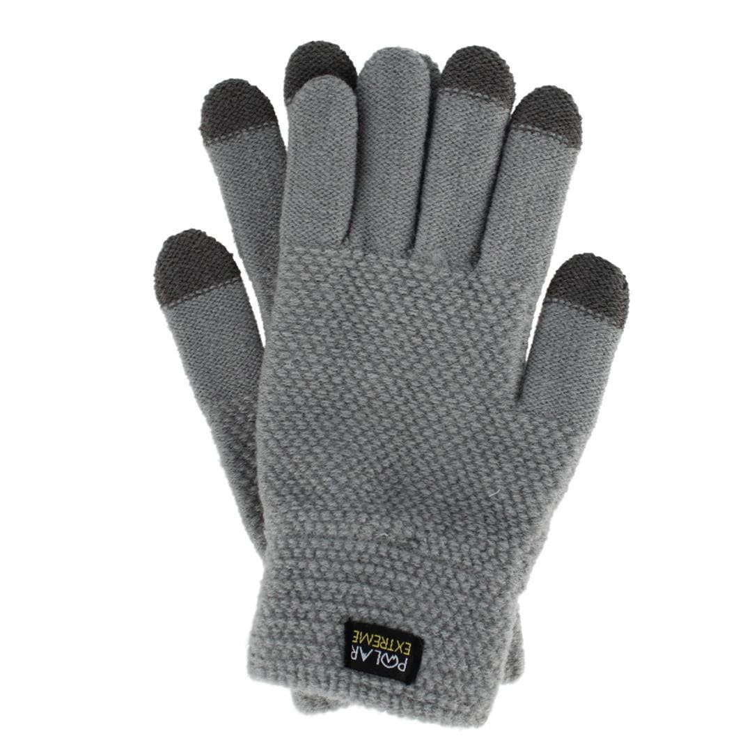 Polar Extreme Women's One Size Lined Headband and Texting Glove Winter Set - Gray