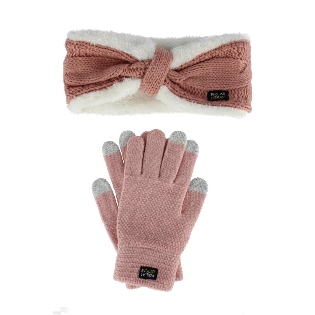 Polar Extreme Women's One Size Lined Headband and Texting Glove Winter Set