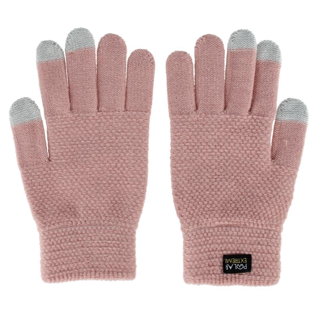 Polar Extreme Women's One Size Lined Headband and Texting Glove Winter Set - Pink