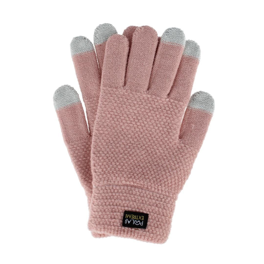 Polar Extreme Women's One Size Lined Headband and Texting Glove Winter Set - Pink