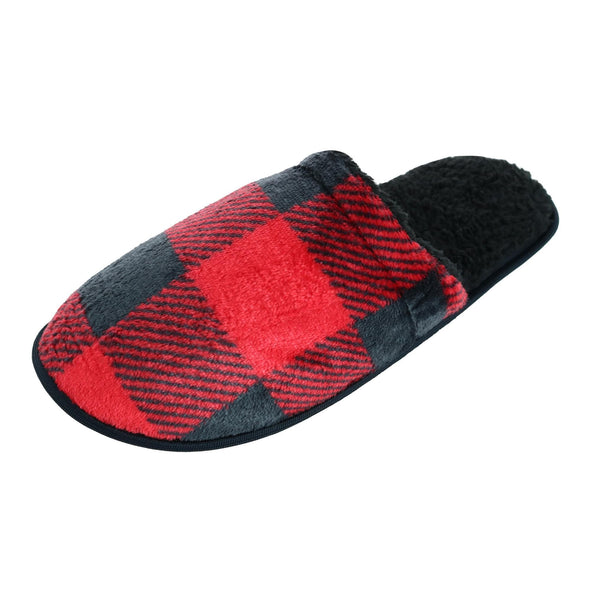 Men's Buffalo Plaid Sherpa Lined Slippers