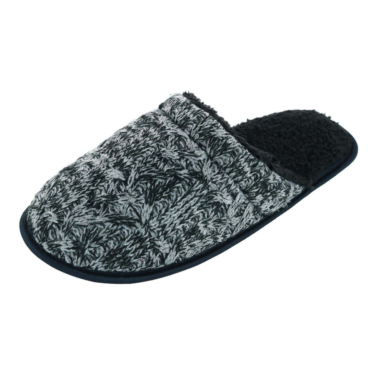 Polar Extreme Men's Knit Sherpa Lined Slippers - Black
