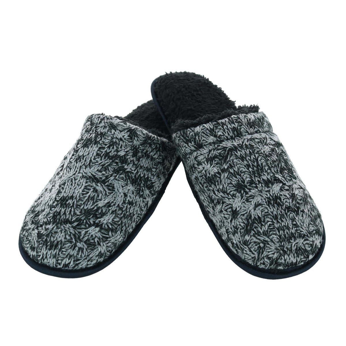 Polar Extreme Men's Knit Sherpa Lined Slippers - Black