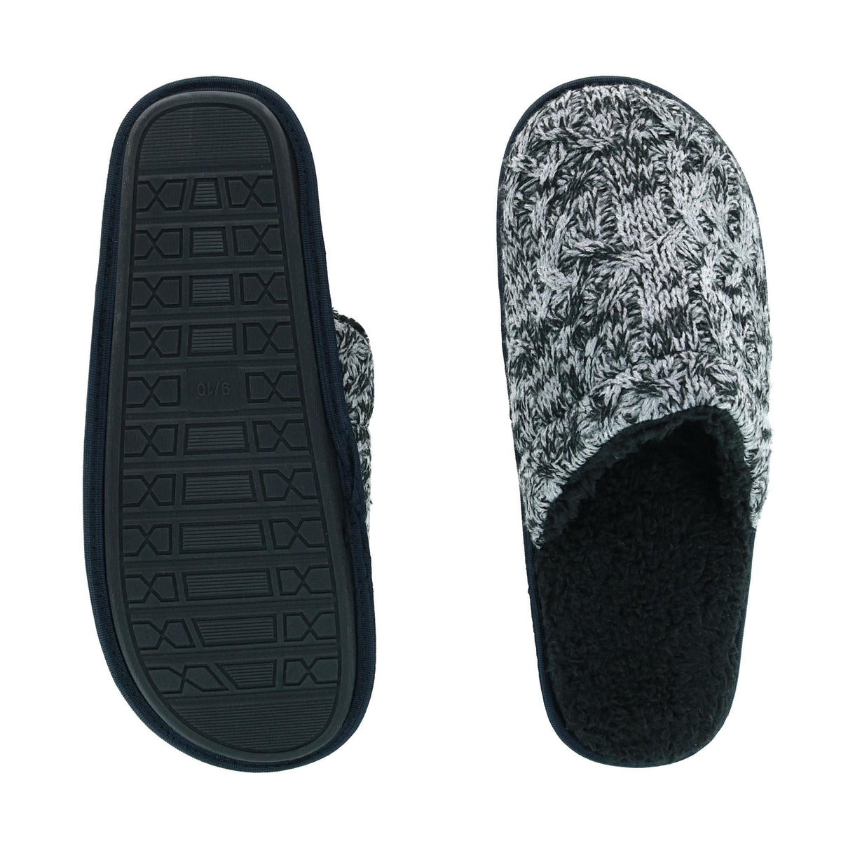Polar Extreme Men's Knit Sherpa Lined Slippers - Black