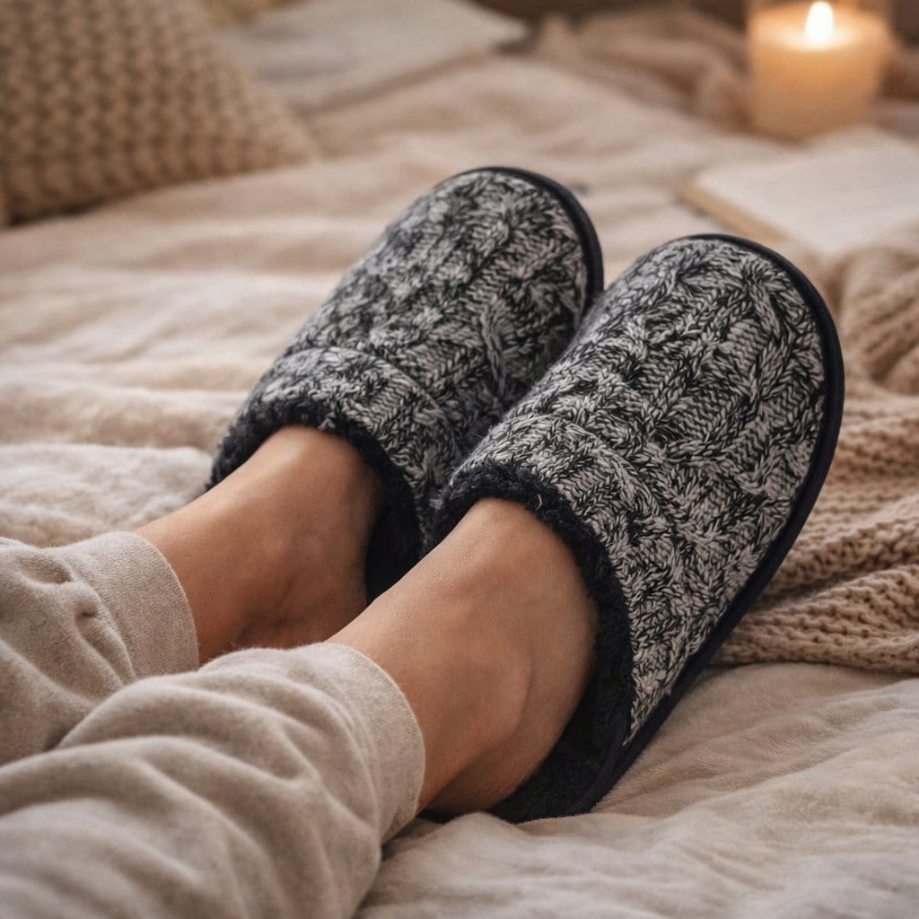 Polar Extreme Men's Knit Sherpa Lined Slippers - Black