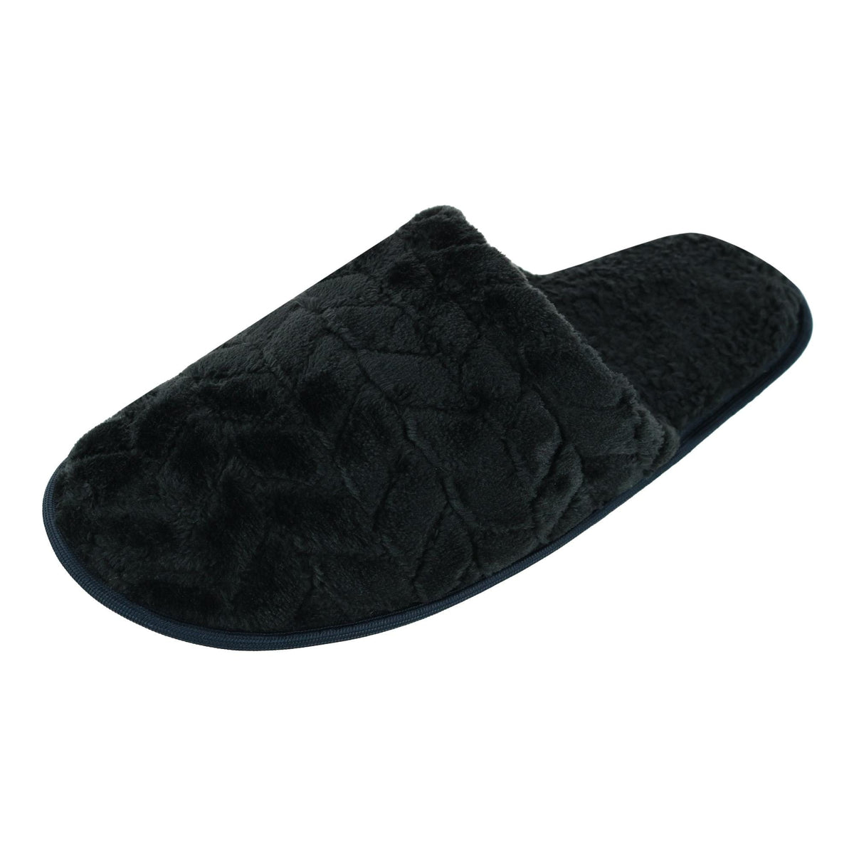 Polar Extreme Men's Plush Chevron Sherpa Lined Slipper - Black