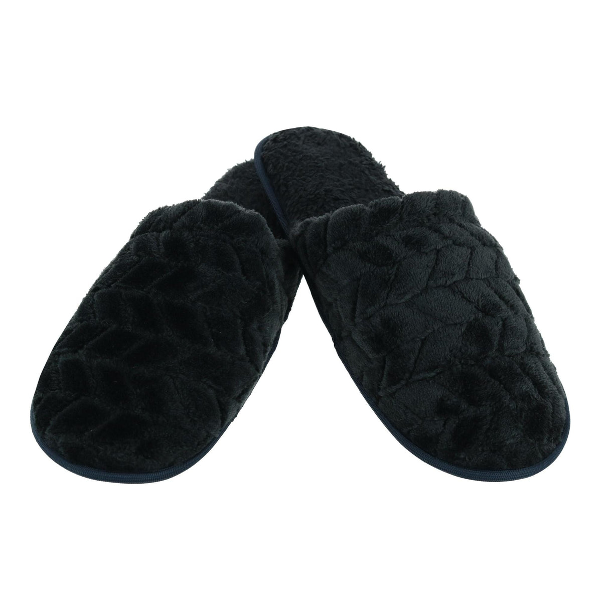 Polar Extreme Men's Plush Chevron Sherpa Lined Slipper - Black