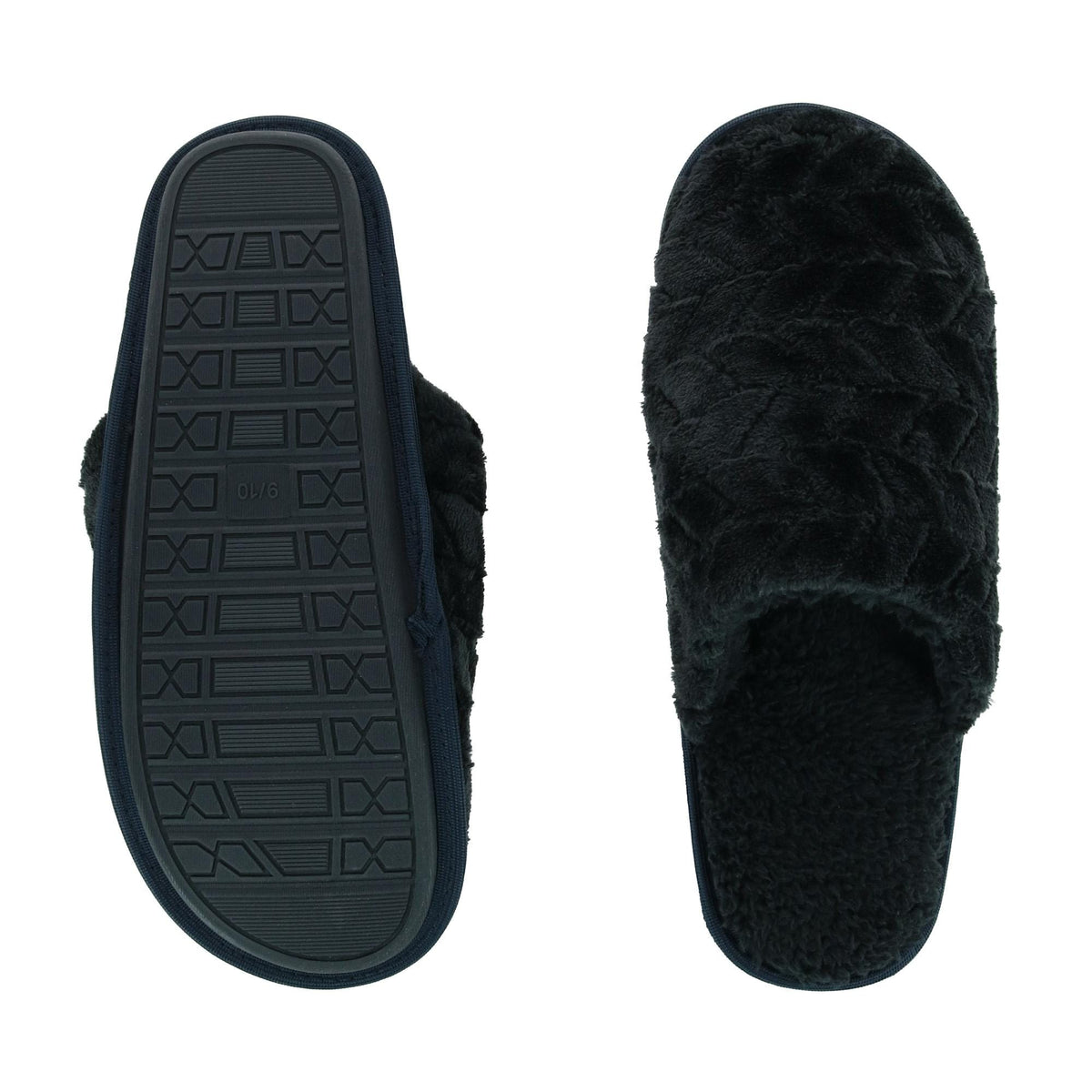 Polar Extreme Men's Plush Chevron Sherpa Lined Slipper - Black