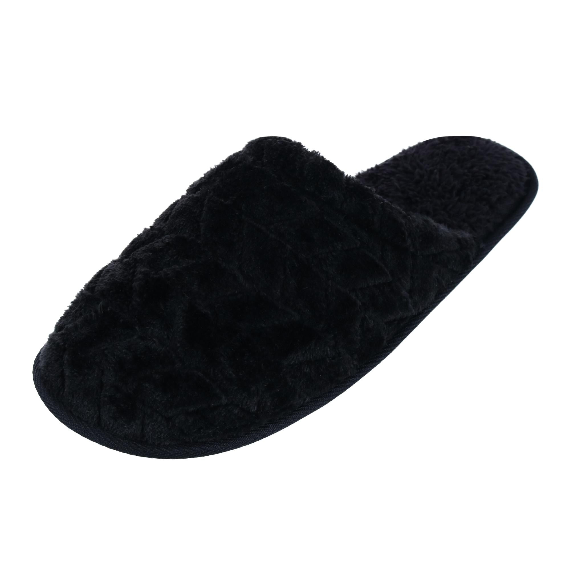 Polar Extreme Women's Plush Chevron Sherpa Lined Slippers - Black