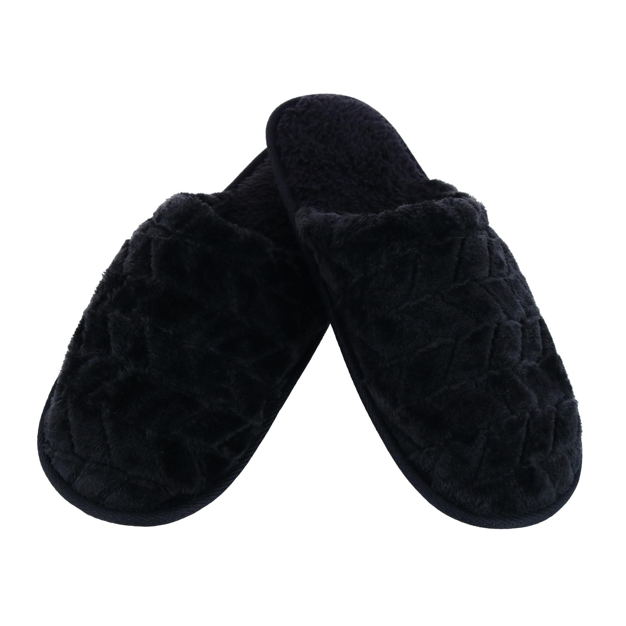 Polar Extreme Women's Plush Chevron Sherpa Lined Slippers - Black