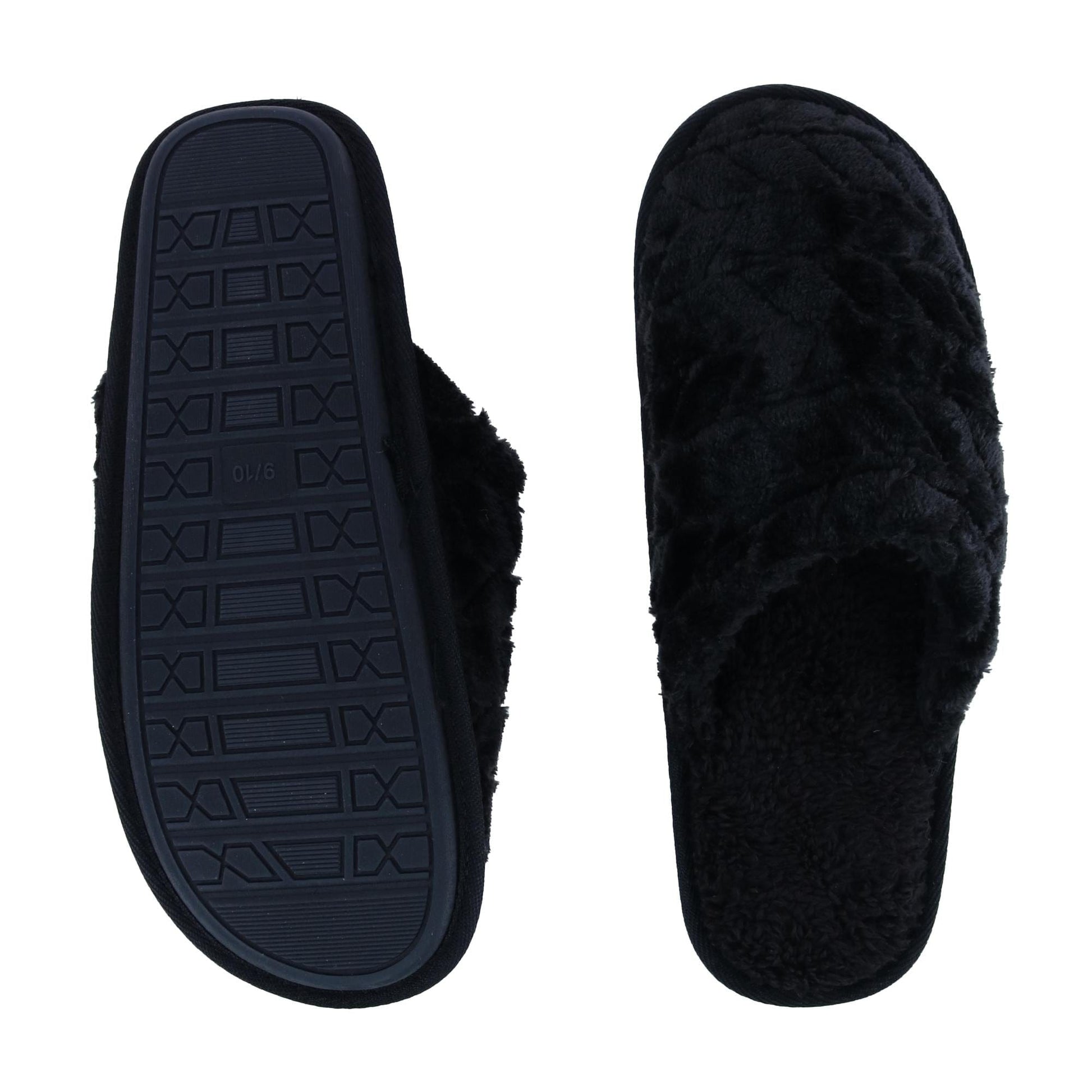 Polar Extreme Women's Plush Chevron Sherpa Lined Slippers - Black