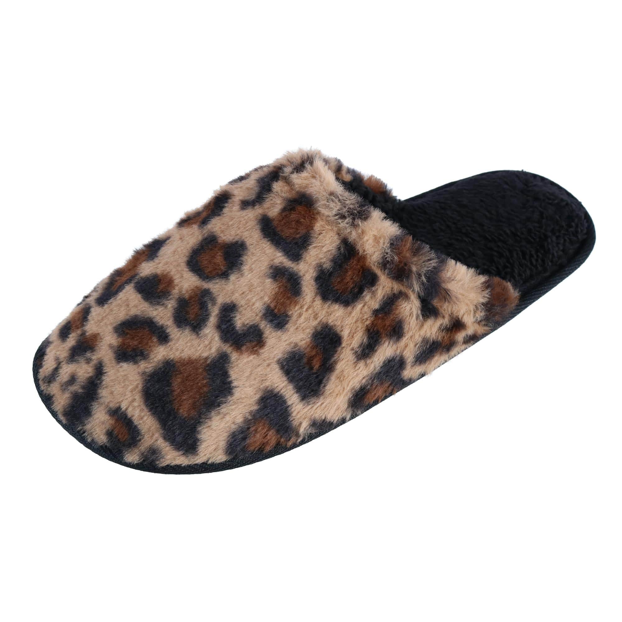 Polar Extreme Women's Leopard Print Sherpa Lined Slippers - Leopard