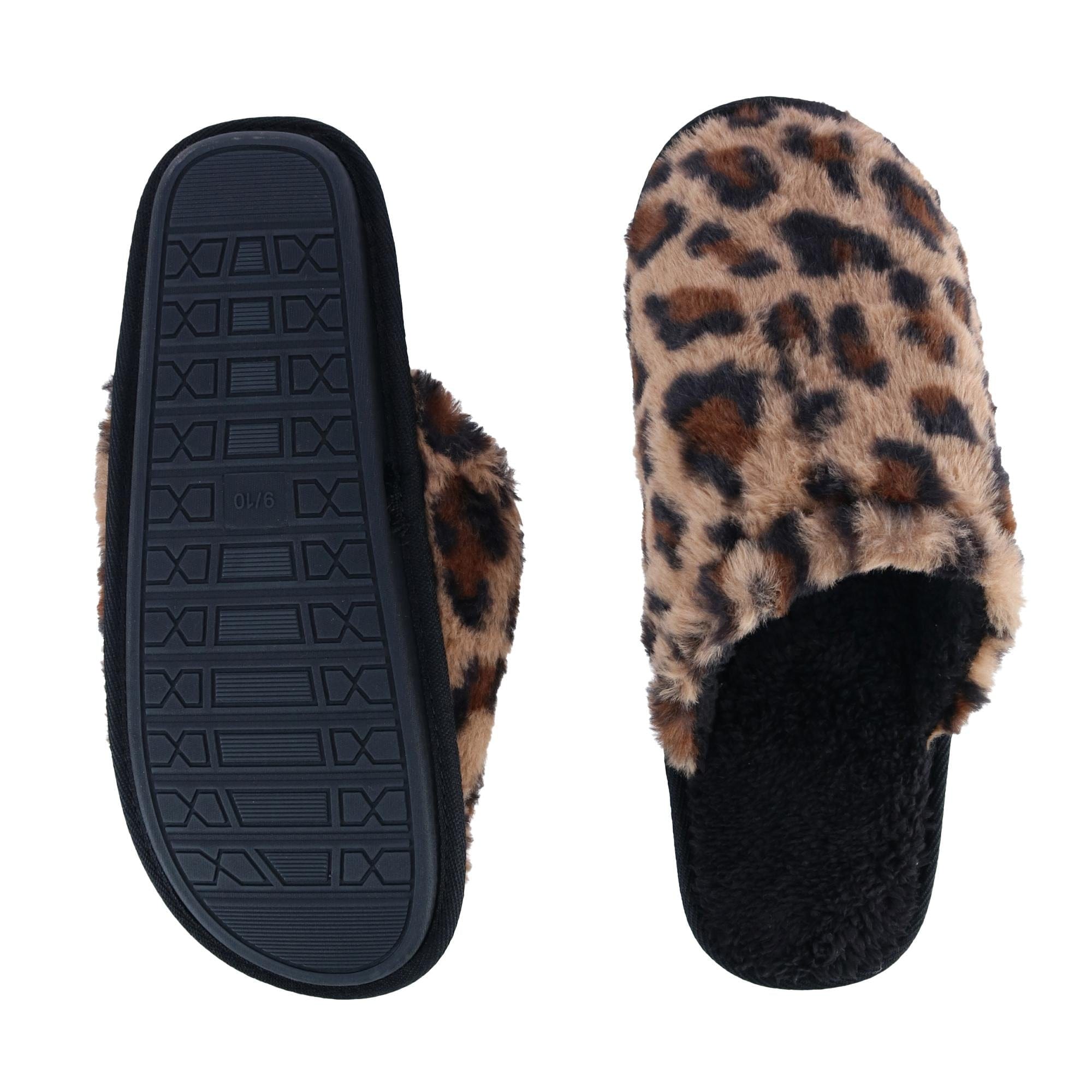 Polar Extreme Women's Leopard Print Sherpa Lined Slippers - Leopard