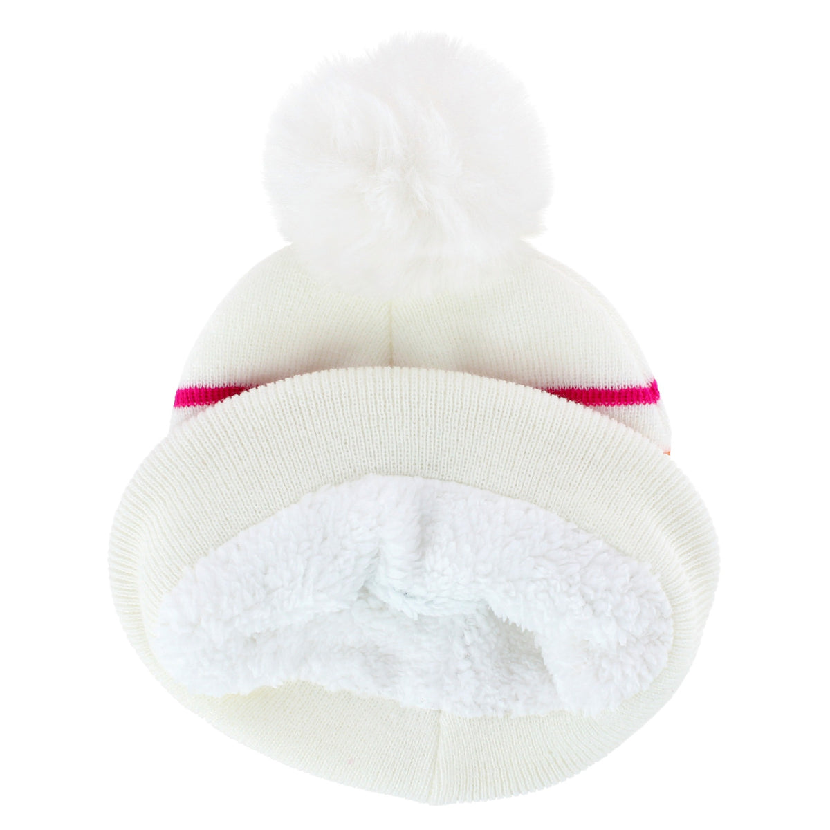 Polar Extreme Girl's Stripe Winter Beanie Hat and Gloves Set - Ivory
