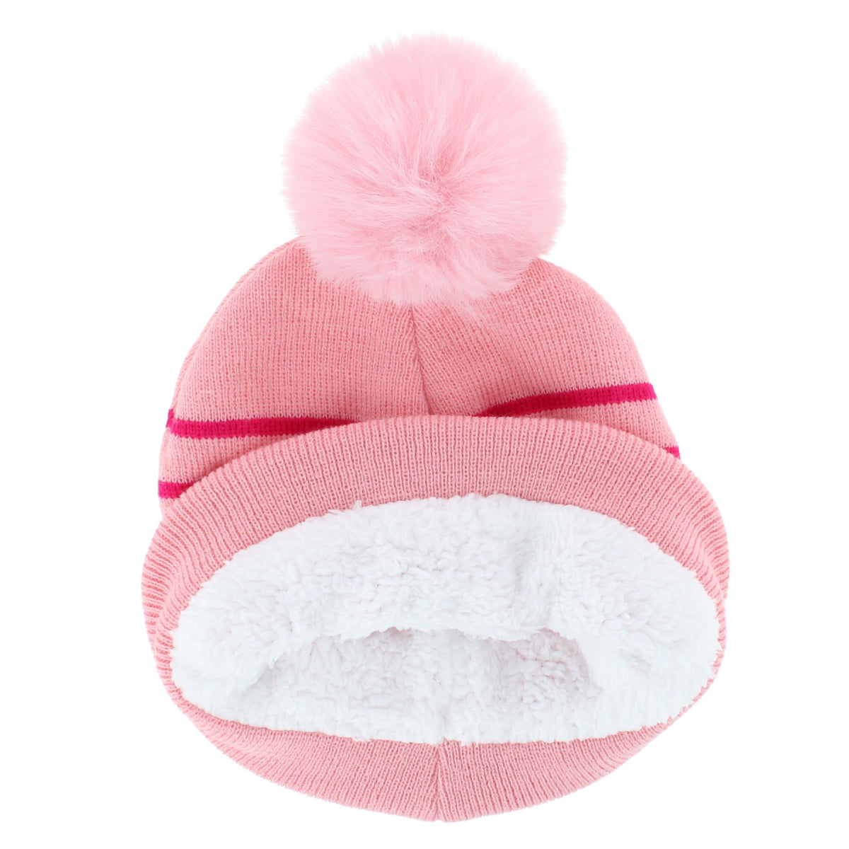 Polar Extreme Girl's Stripe Winter Beanie Hat and Gloves Set - Pink