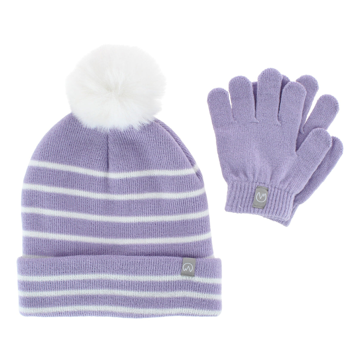 Polar Extreme Girl's Stripe Winter Beanie Hat and Gloves Set