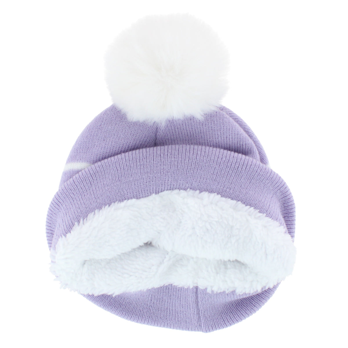 Polar Extreme Girl's Stripe Winter Beanie Hat and Gloves Set - Purple