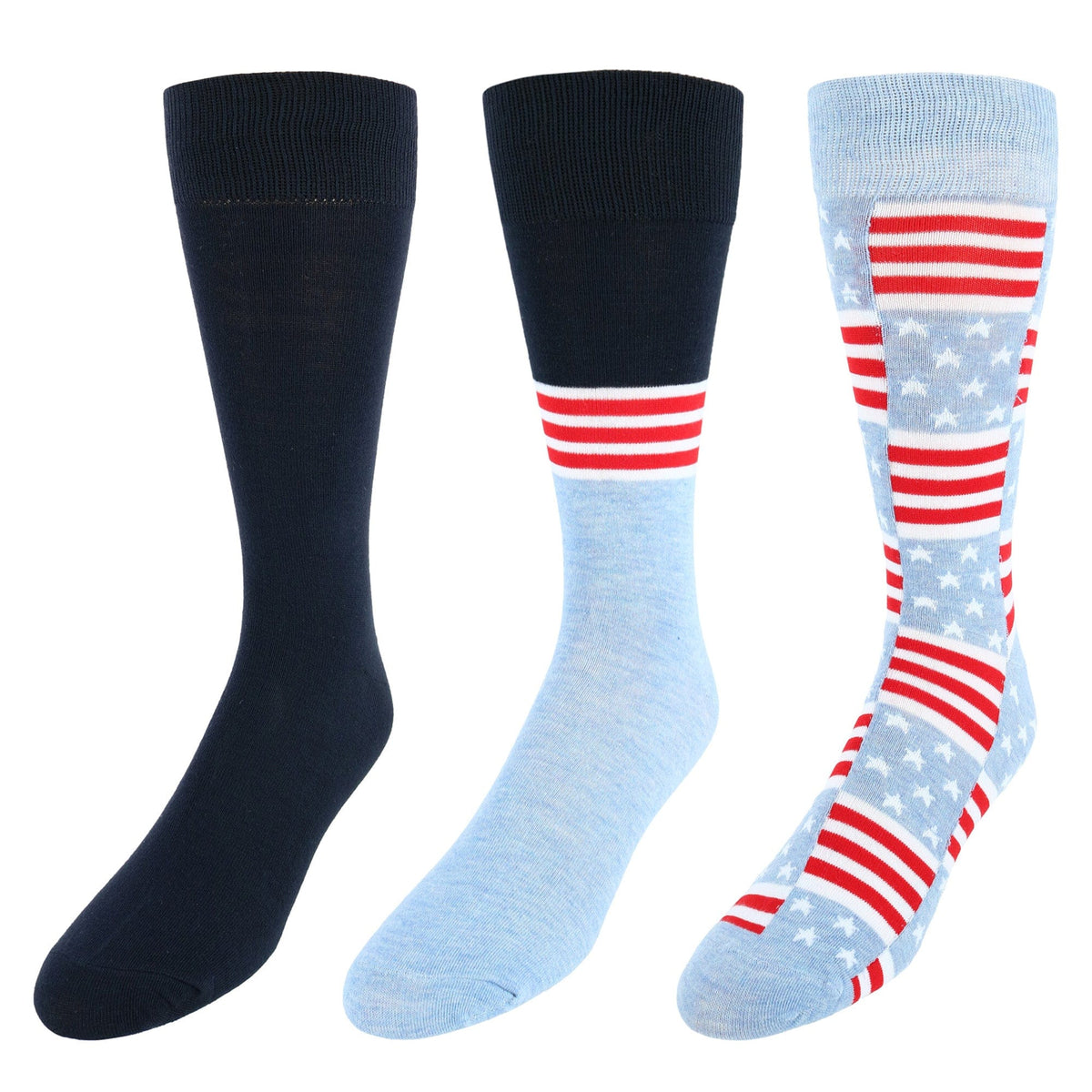 Red White & Crew Men's Pattern Novelty Crew Socks (3 Pair Pack) - Light Blue