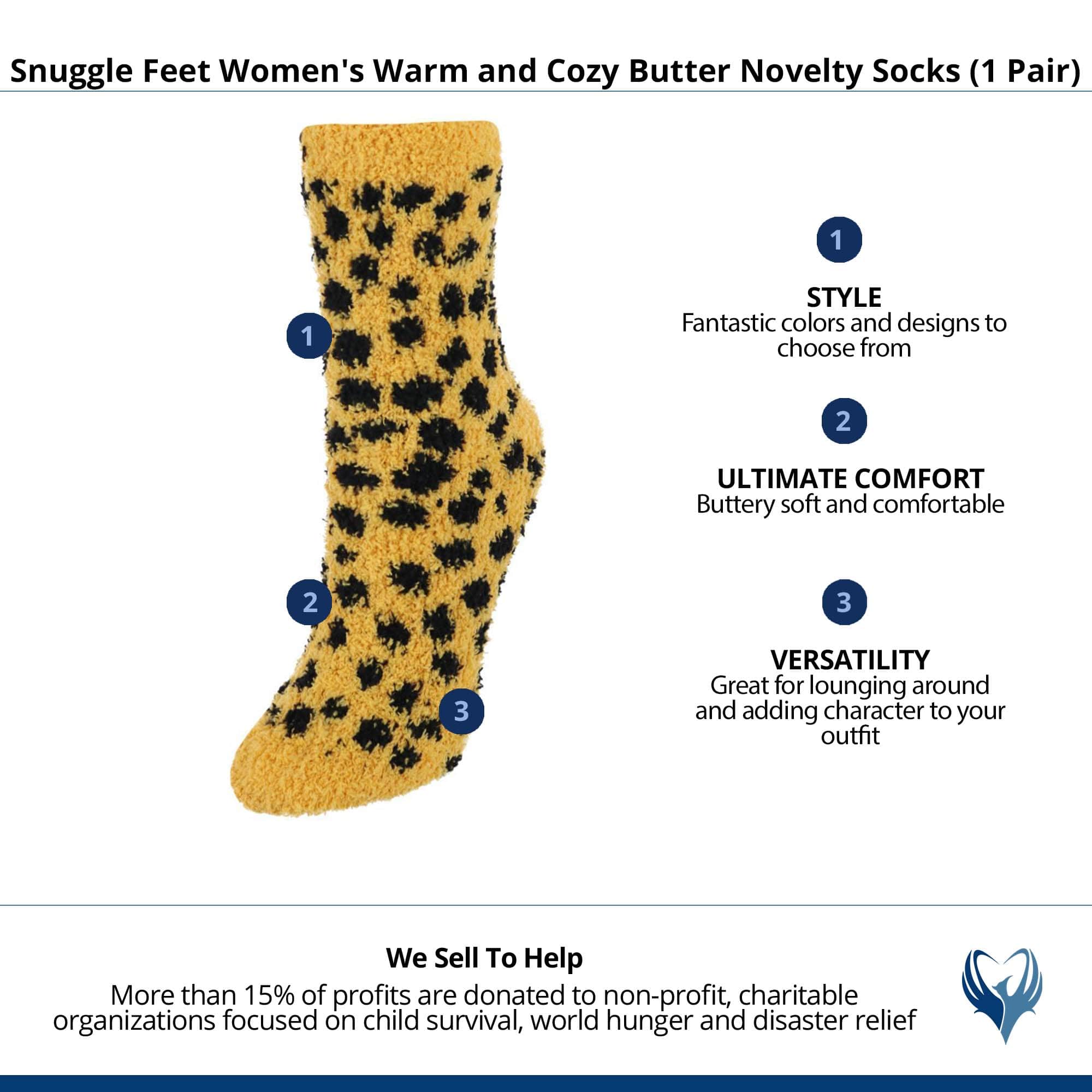 Snuggle Feet Women's Warm and Cozy Butter Novelty Socks  (1 Pair) - Tan Leopard