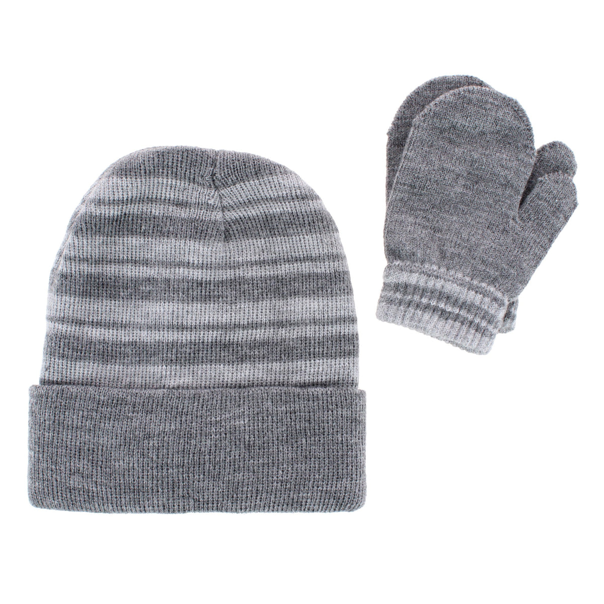Snuggle Buds Infant Stripe Winter Beanie Hat & Mittens Set