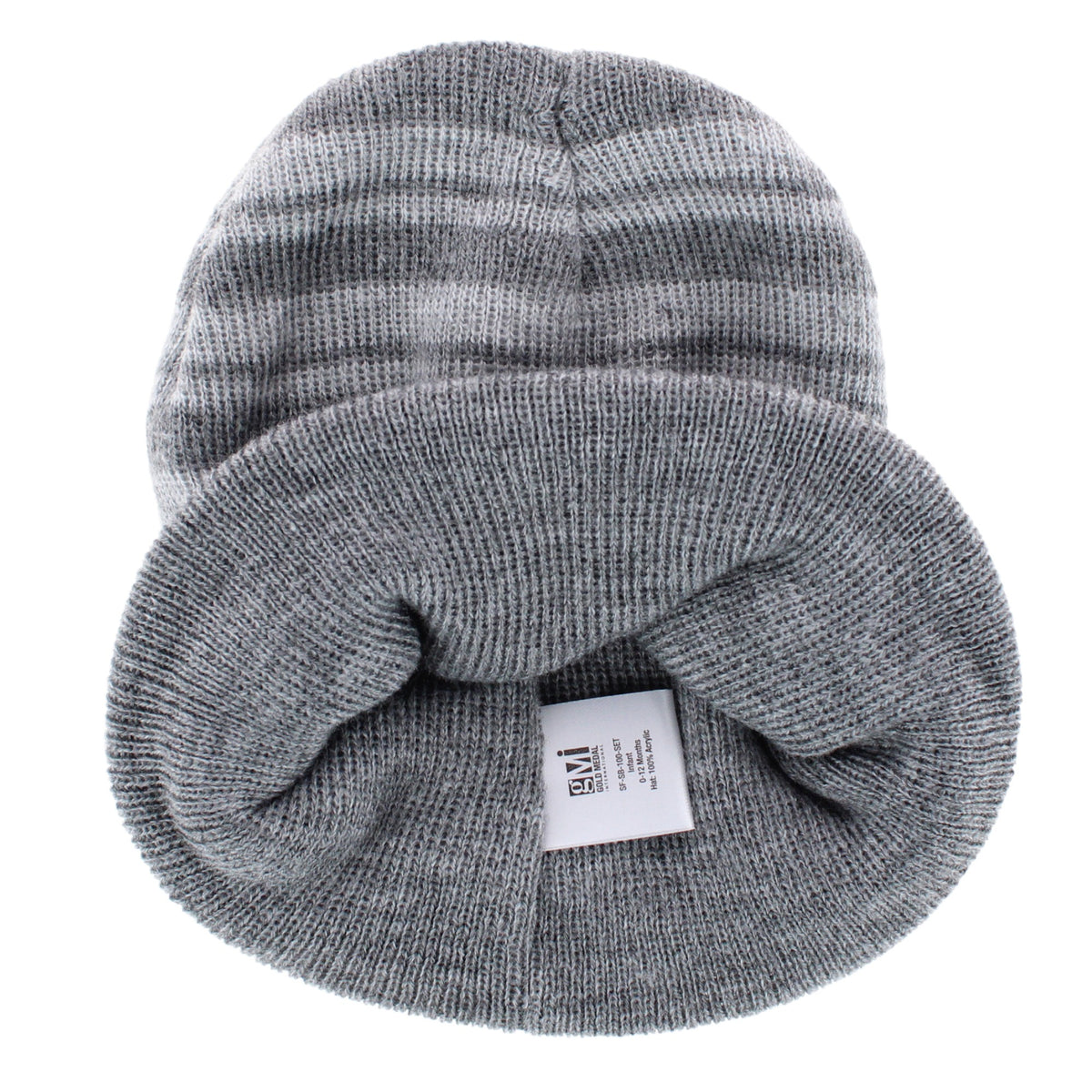 Snuggle Buds Infant Stripe Winter Beanie Hat & Mittens Set - Gray