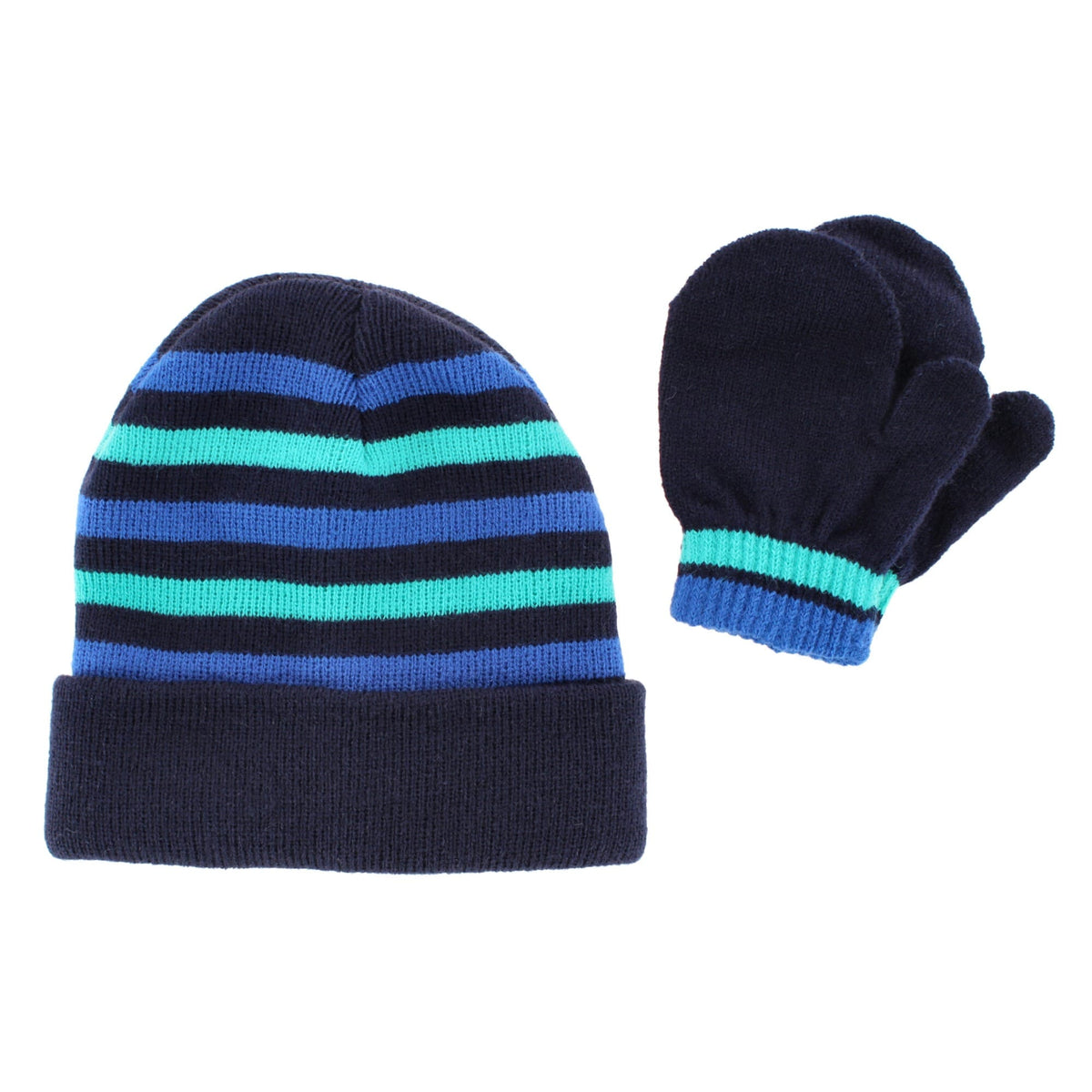 Snuggle Buds Infant Stripe Winter Beanie Hat & Mittens Set