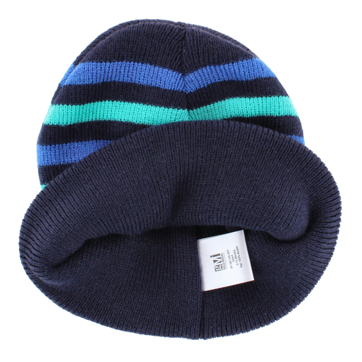 Snuggle Buds Infant Stripe Winter Beanie Hat & Mittens Set - Navy
