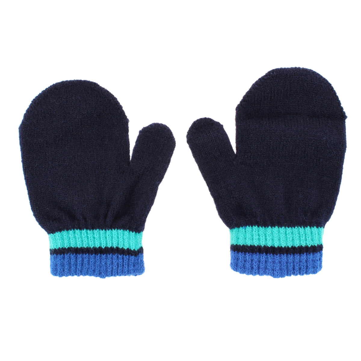 Snuggle Buds Infant Stripe Winter Beanie Hat & Mittens Set - Navy