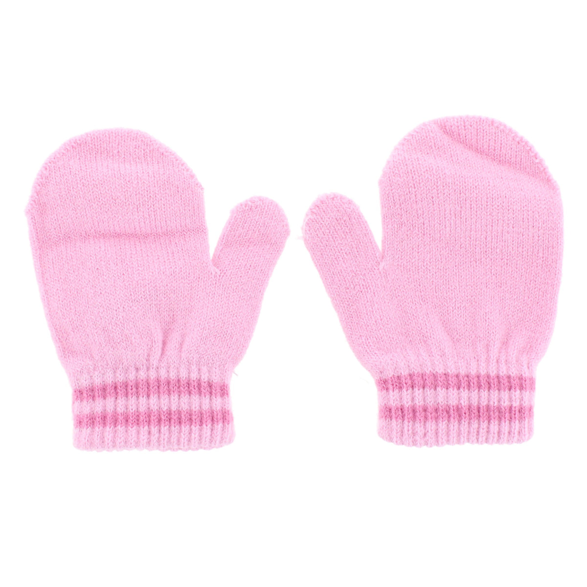 Snuggle Buds Infant Stripe Winter Beanie Hat & Mittens Set - Pink