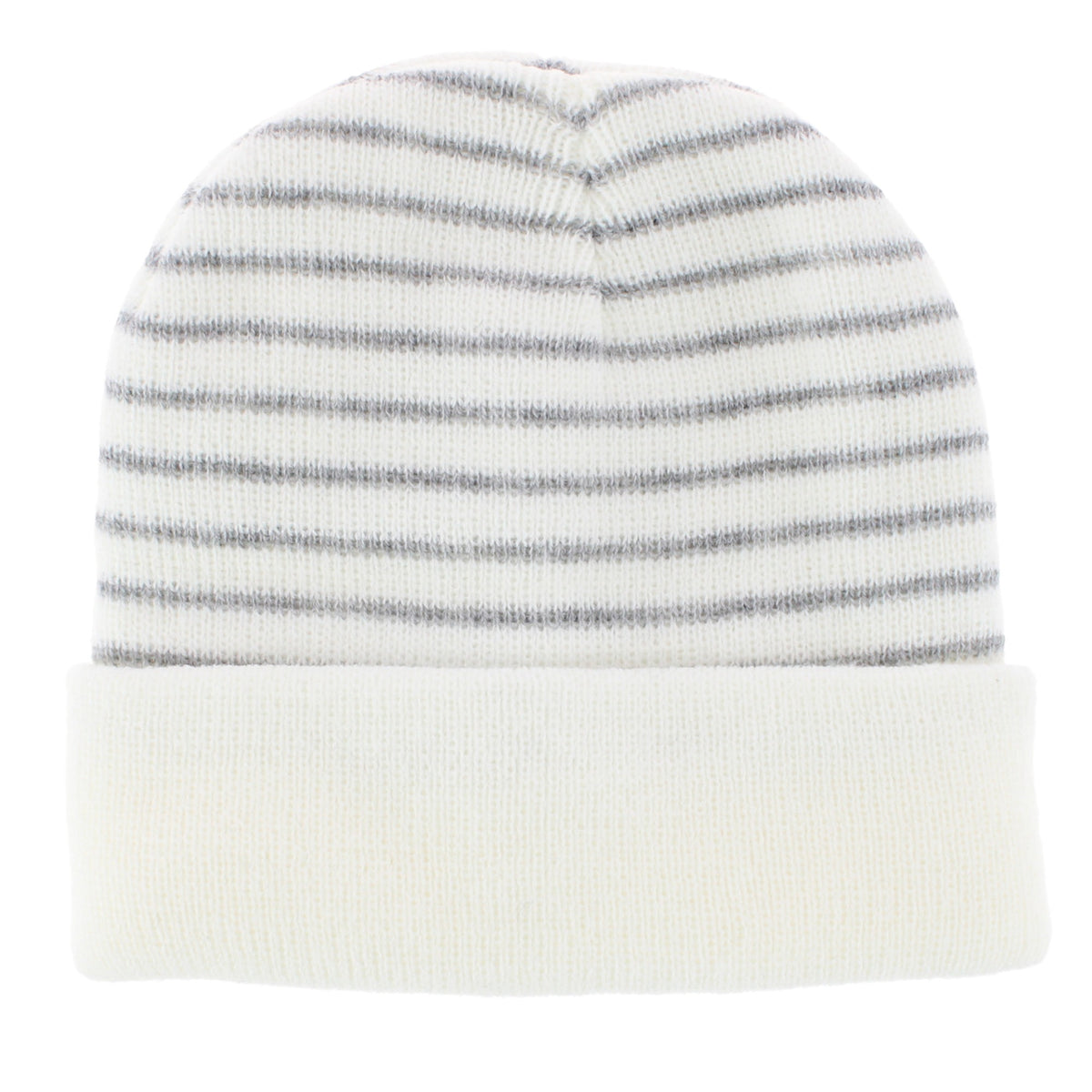 Snuggle Buds Infant Stripe Winter Beanie Hat & Mittens Set - White