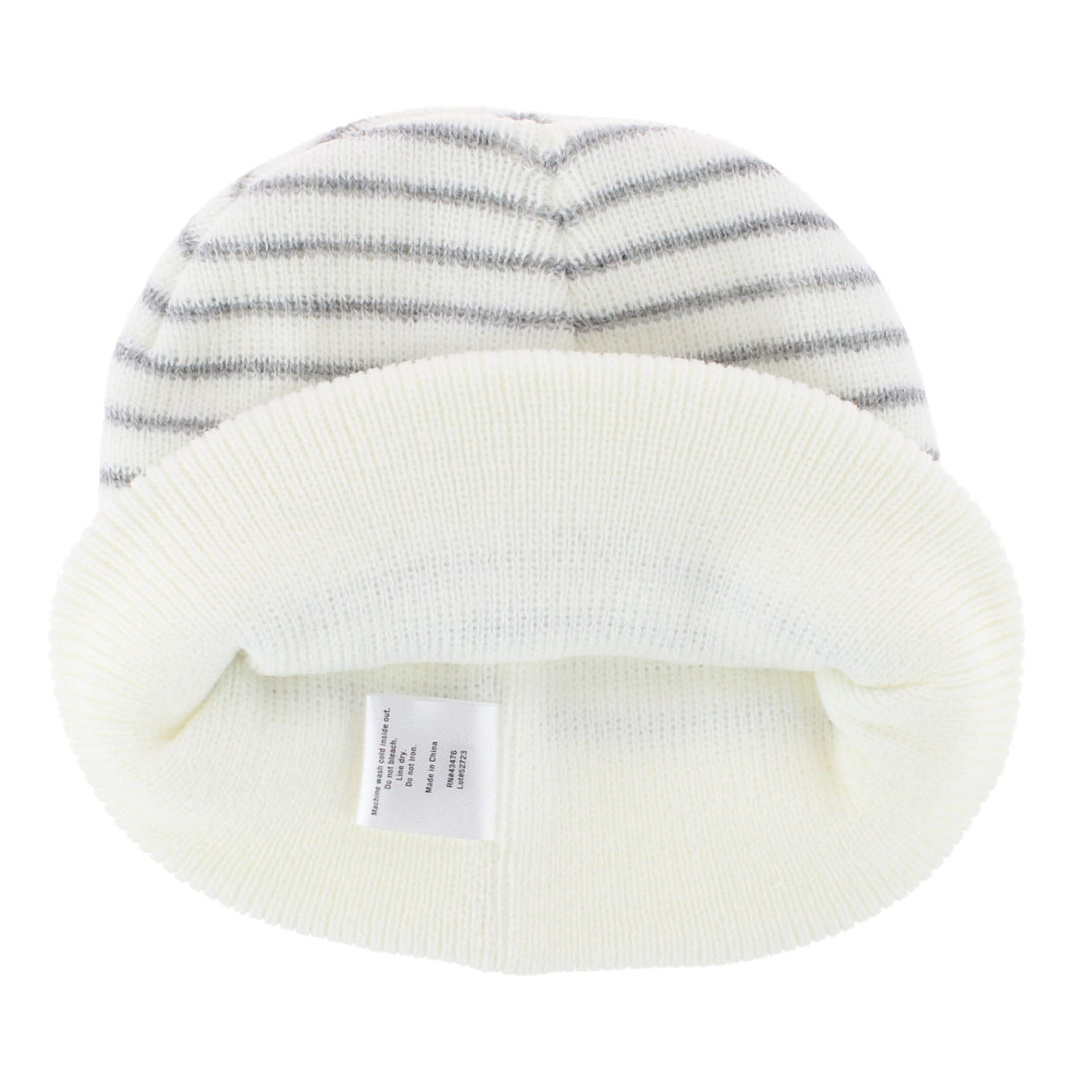 Snuggle Buds Infant Stripe Winter Beanie Hat & Mittens Set - White