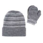 Infant Stripe Winter Beanie Hat & Mittens Set