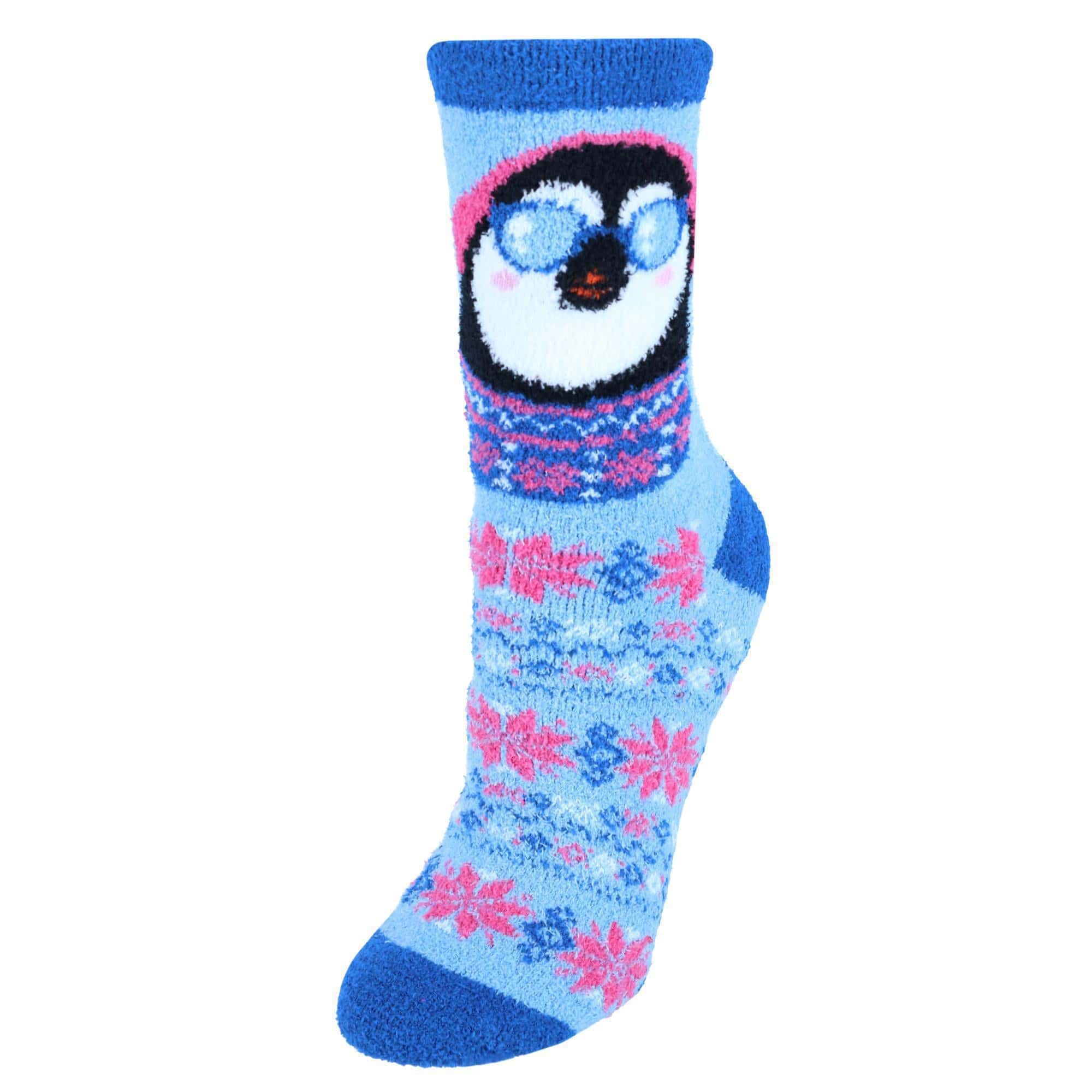 Women's Chamois Holiday Front Facing Character Gripper Socks