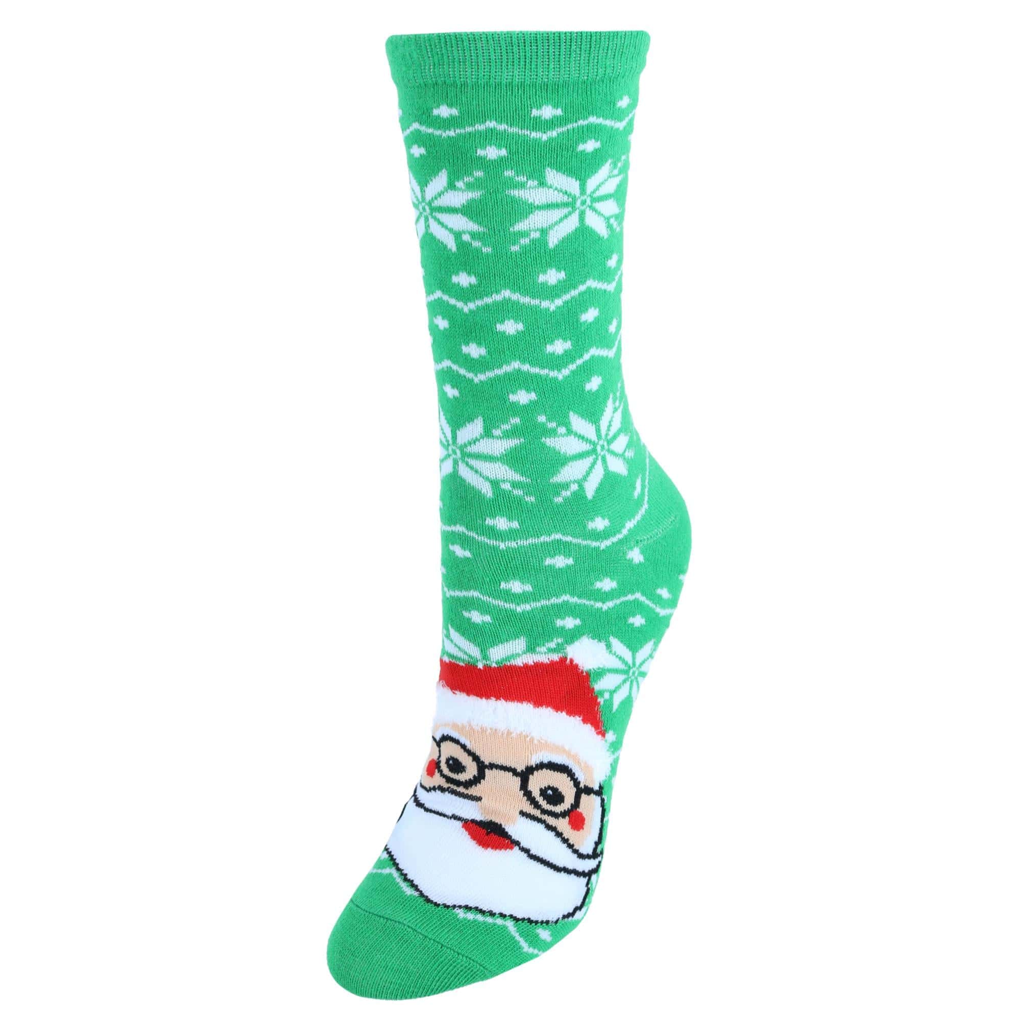 CTM® Women's 2 Pack Butter and Flat Knit Holiday Sock Combo Set - Snowflakes