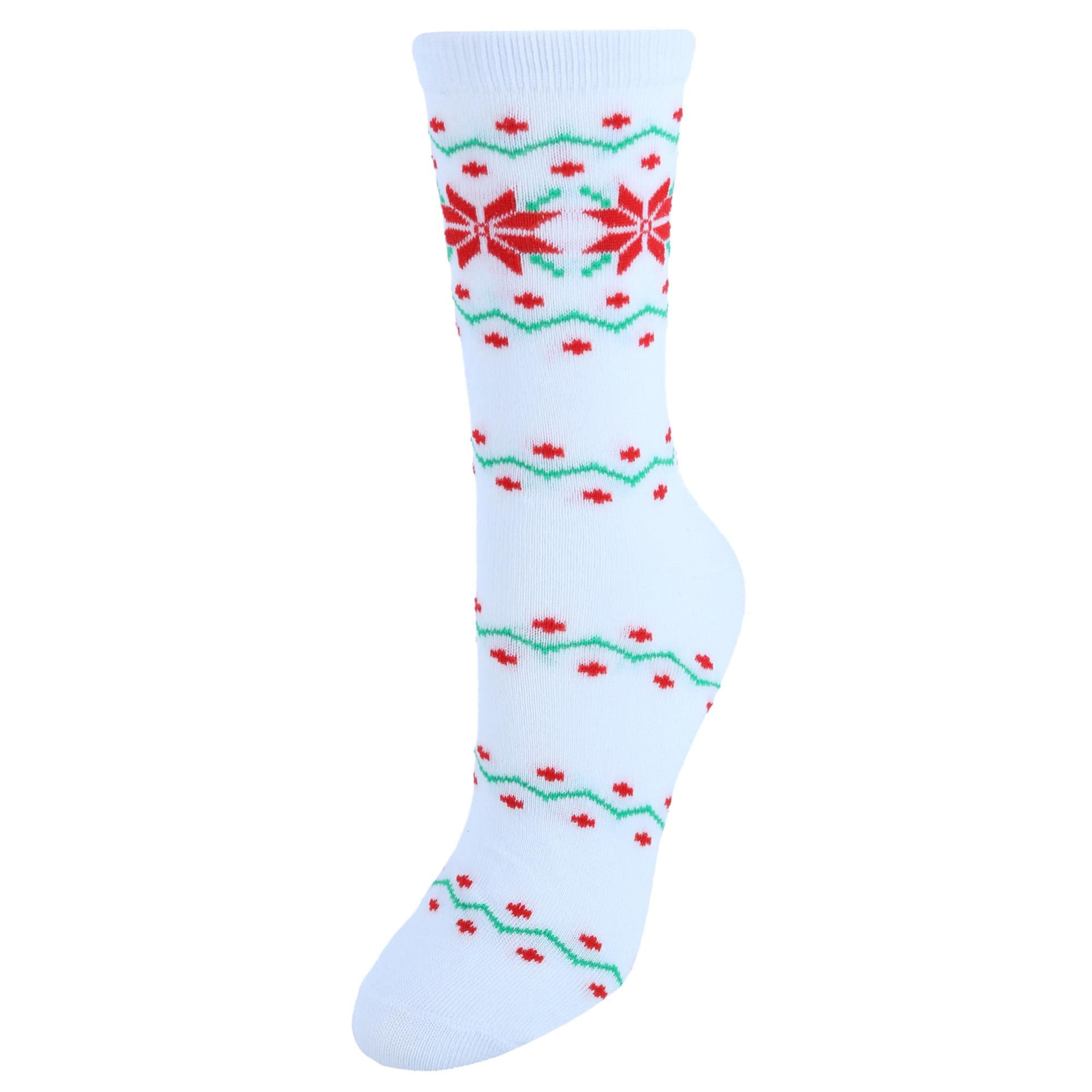 CTM® Women's 2 Pack Butter and Flat Knit Holiday Sock Combo Set - Snowflakes