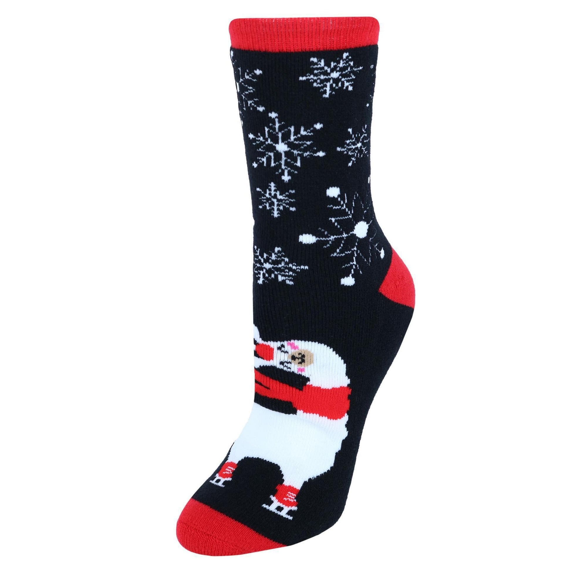 CTM® Women's Holiday Super Soft Crew Sock with Grippers - Black