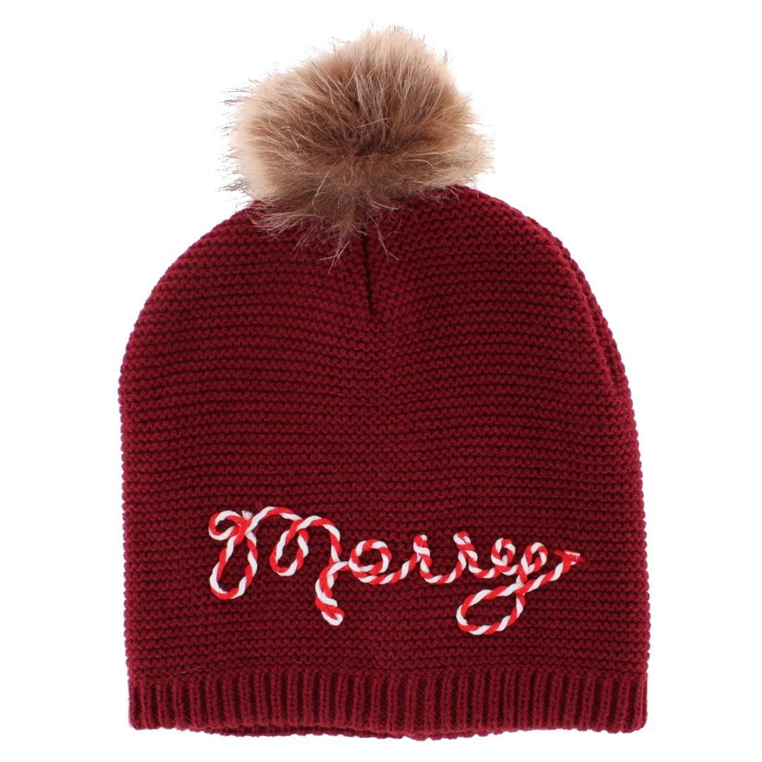 Gold Medal Women's Holiday Matching Winter Beanie and Glove Set - Burgundy