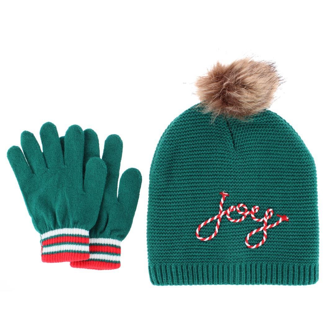Gold Medal Women's Holiday Matching Winter Beanie and Glove Set - Green