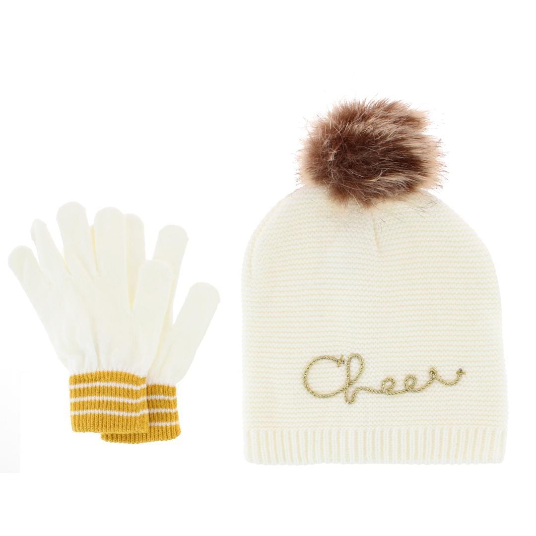 Gold Medal Women's Holiday Matching Winter Beanie and Glove Set - Ivory