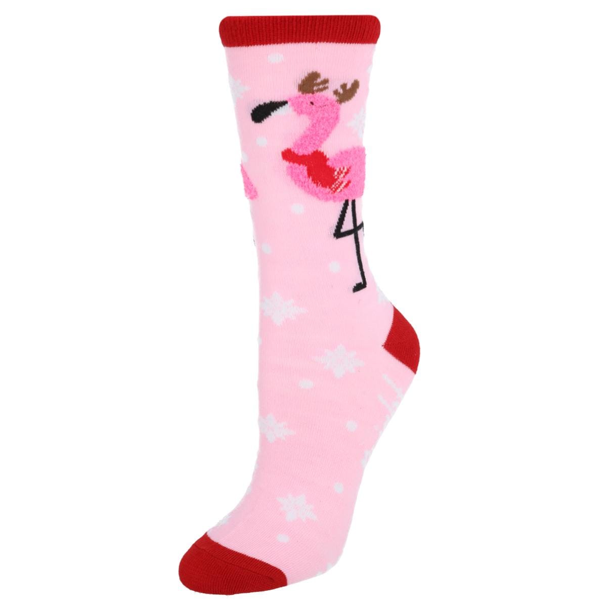 Gold Medal Women's Christmas Stocking w/ 2 pack Novelty Crew Socks - Flamingo with Antlers