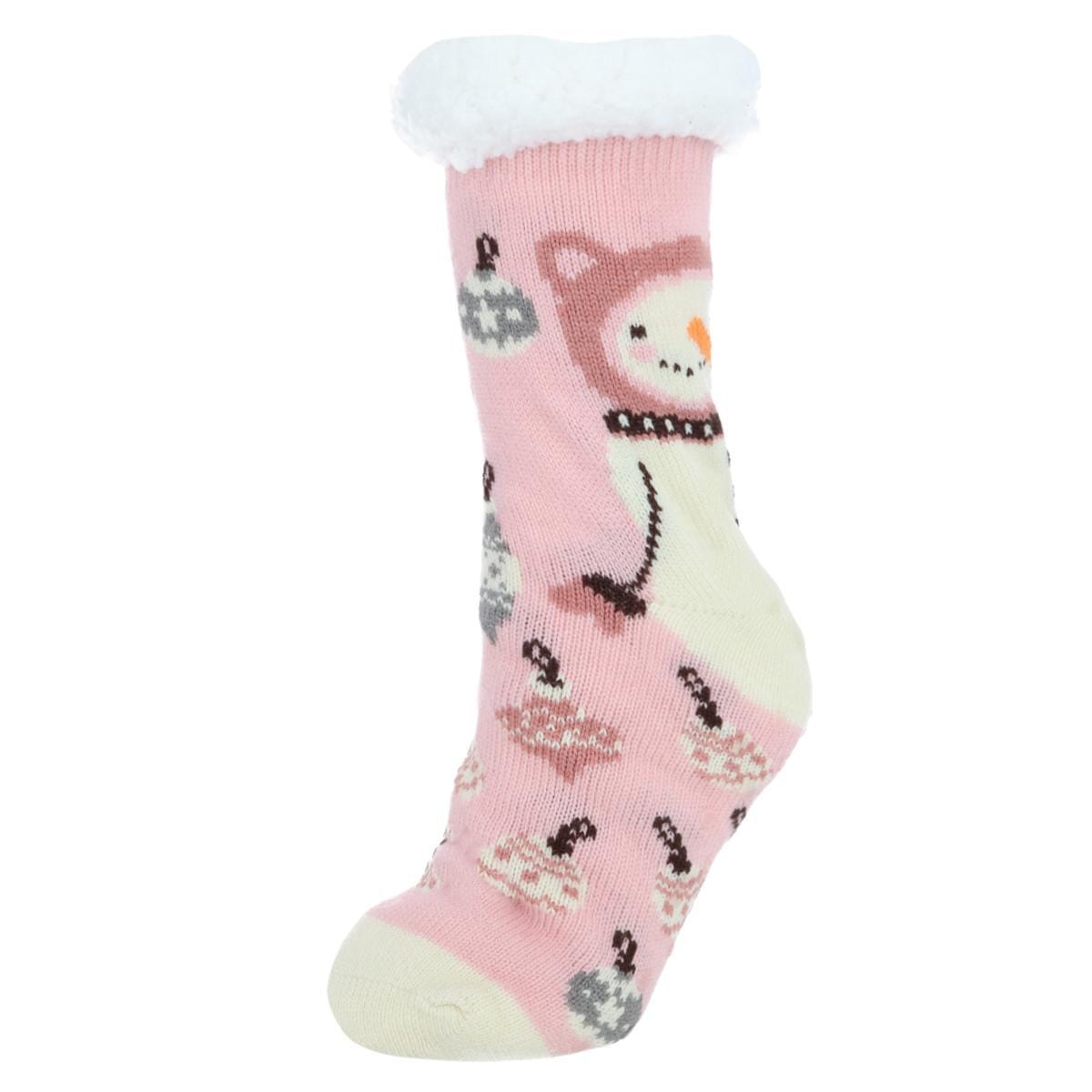 Gold Medal Women's Soft and Cozy Novelty Sherpa Lined Slipper Socks - Snowman
