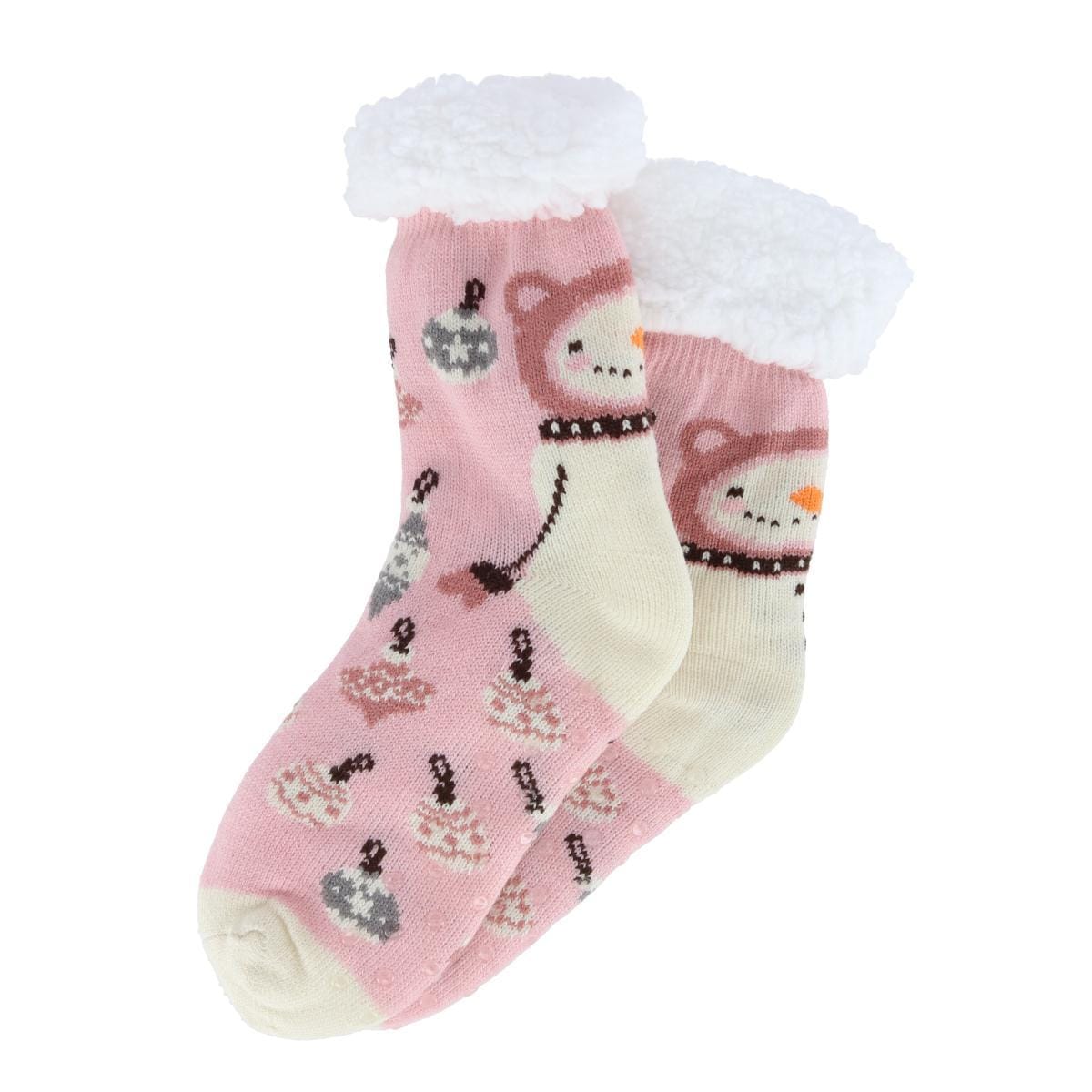 Gold Medal Women's Soft and Cozy Novelty Sherpa Lined Slipper Socks - Snowman